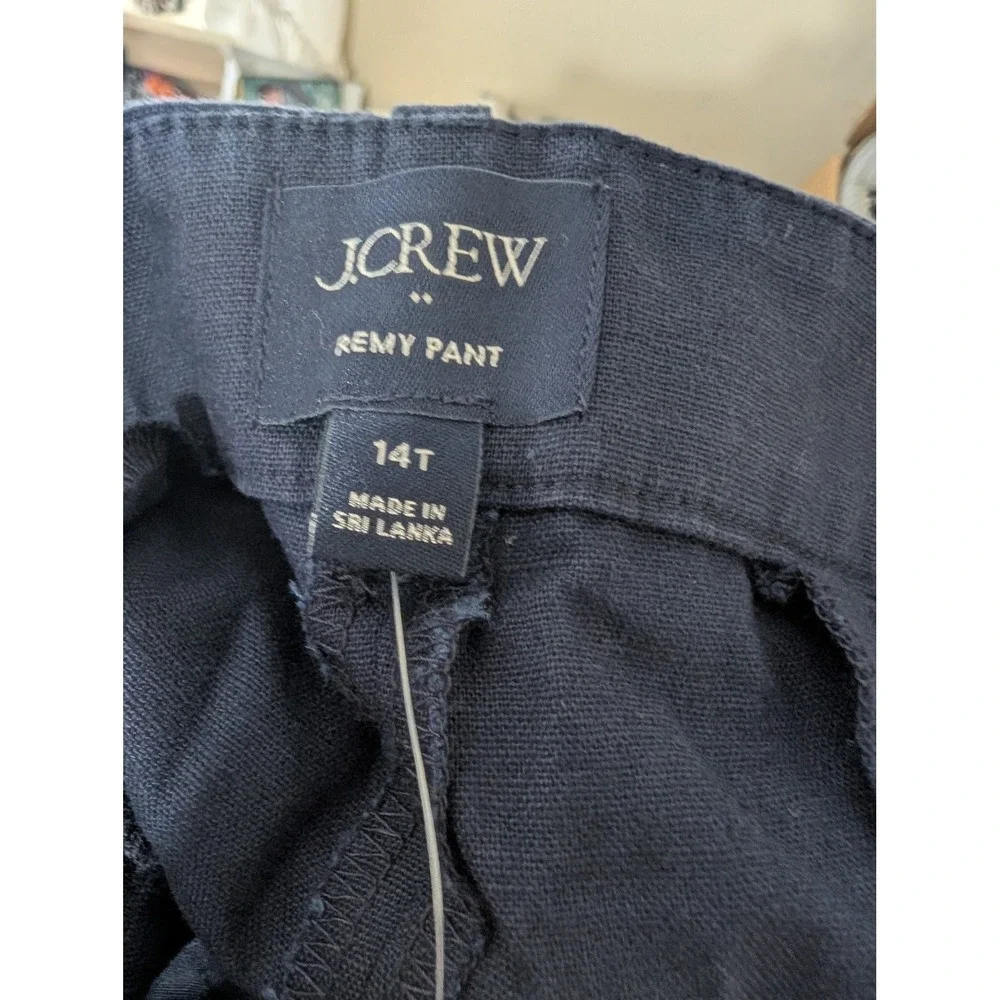 J. Crew Remy Wide Leg Pants 14T Navy Linen Cotton High Rise Classic Office